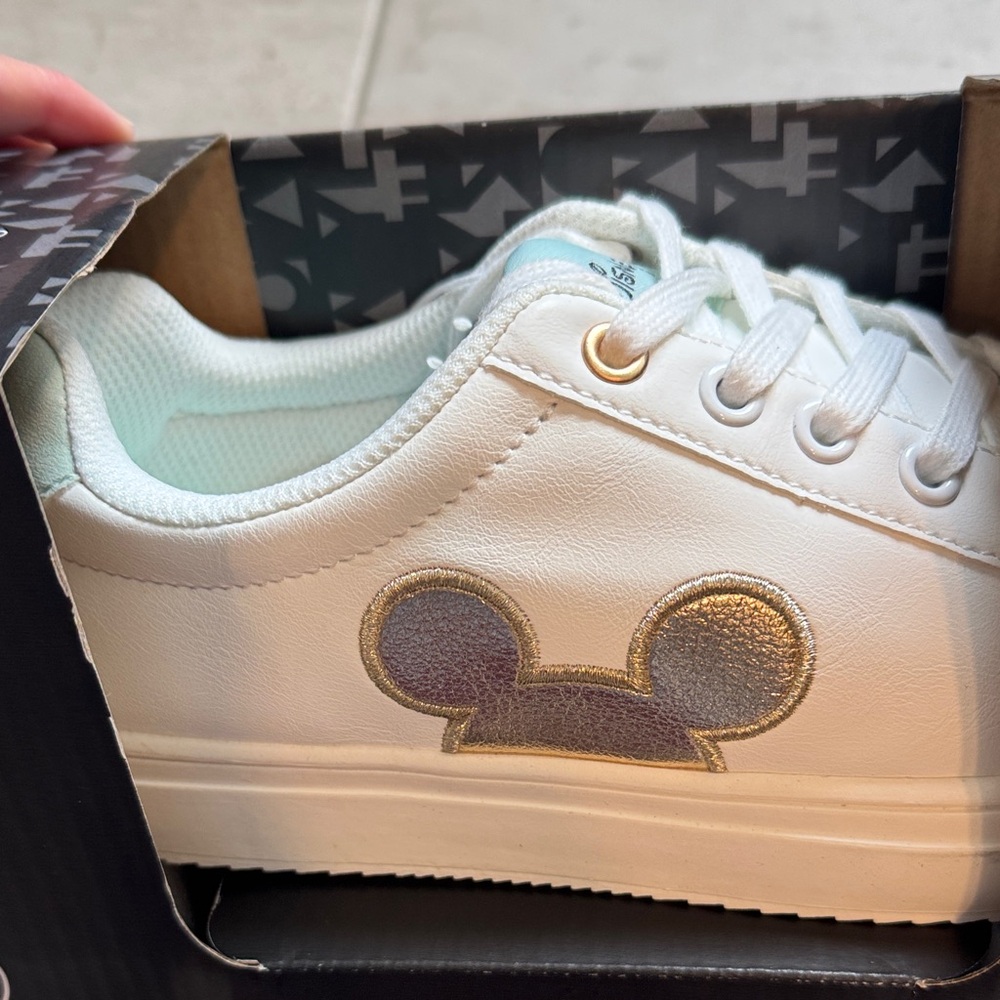 Disney Mickey Mouse Ladies Sneakers - White and Gold - Picture 3 of 4